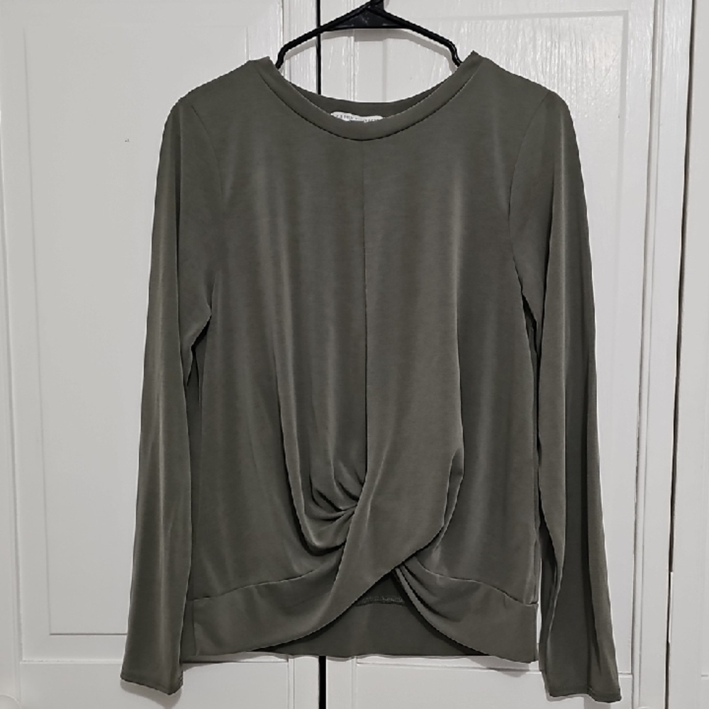 Green Envelope Sage Twist Front Long Sleeve Top